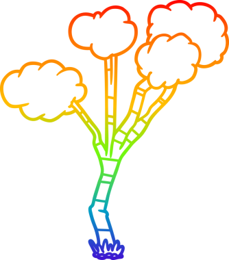 gökkuşağı gradyan çizgi çizimi bir insan tarafından çizilmiş seyrek ağaç