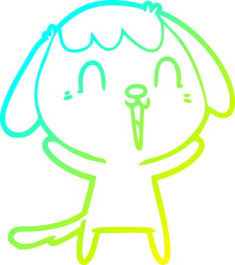 Bir insan tarafından çizilmiş şirin bir çizgi köpeğin soğuk gradyan çizgisi.