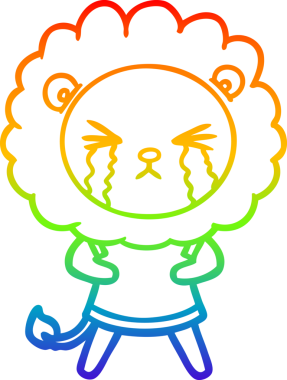 Bir insan tarafından çizilmiş ağlayan bir aslanın çizgi çizimi.