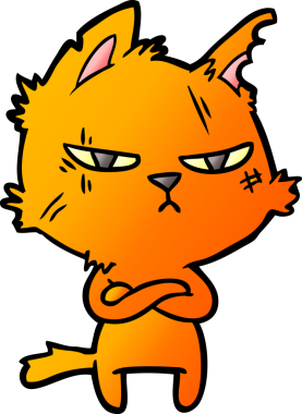 sert çizgi film kedisi bir insan tarafından çekilen kollar