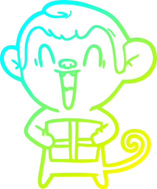 Bir insan tarafından çizilmiş gülen maymun çizgi çizimi.