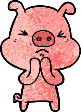 Bir insan tarafından çizilmiş huysuz domuz çizgi filmi.