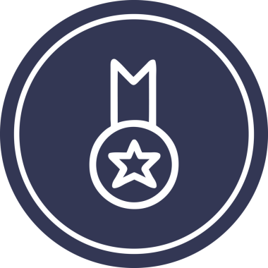 Bir insan tarafından çizilen madalya ödülü dairesel simgesi