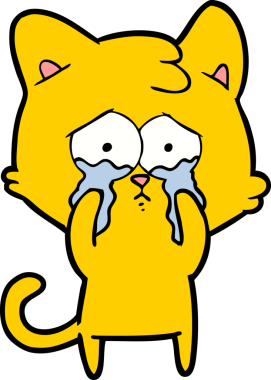 Bir insan tarafından çizilmiş ağlayan kedi çizgi filmi.