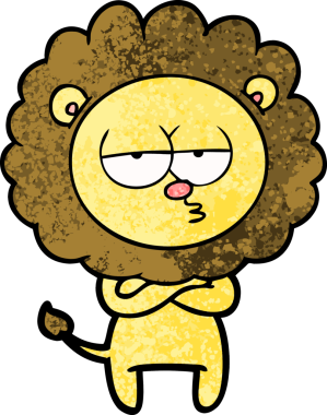 Bir insan tarafından çizilmiş yorgun bir aslan.