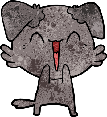 Bir insan tarafından çizilmiş küçük mutlu köpek çizgi filmi.