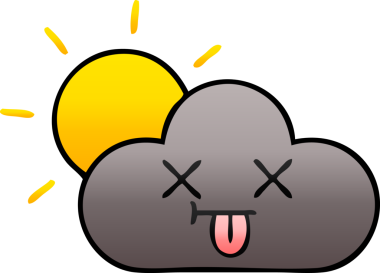 Bir fırtına bulutu ve bir insan tarafından çizilen güneşin gölgeli karikatürü