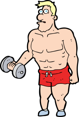 Bir insan tarafından çizilmiş ağırlık kaldıran çizgi filmci.