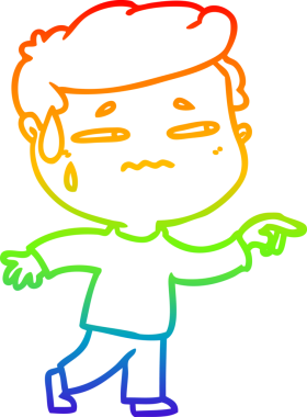 Gökkuşağı gradyan çizgi çizimi bir insan tarafından çizilmiş endişeli bir adamın çizimi