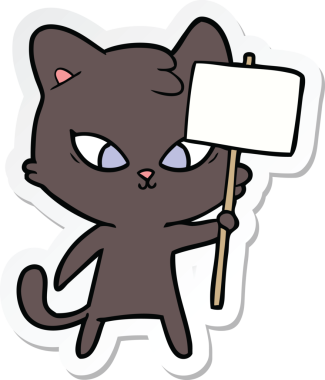 Bir insan tarafından çizilmiş şirin bir çizgi film kedisinin çıkartması.