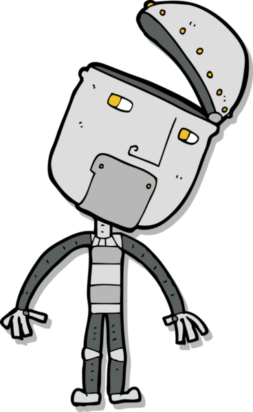 Bir insan tarafından çizilmiş robot karikatür çıkartması.