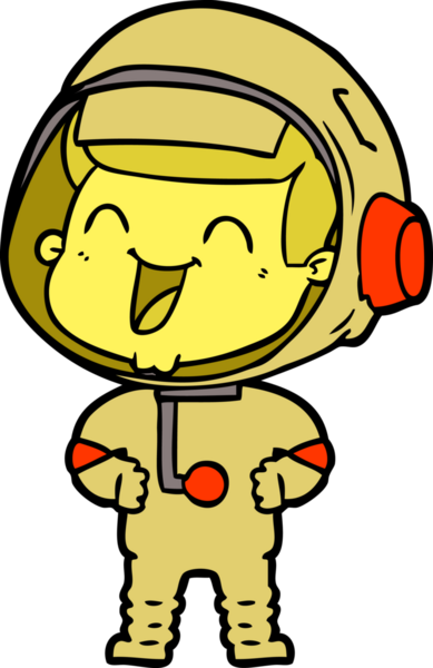 Bir insan tarafından çizilmiş mutlu astronot çizgi filmi.
