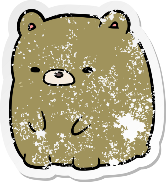 Bir insan tarafından çizilmiş üzgün ayı karikatürünün sıkıntılı çıkartması