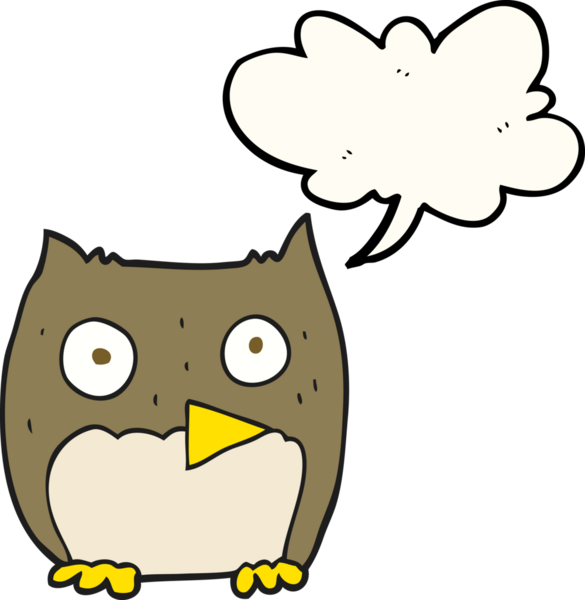 Bir insan tarafından çizilmiş serbest konuşma balonu karikatürü baykuşu