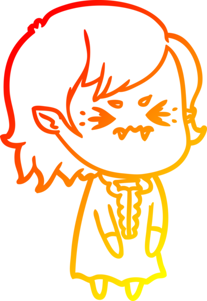 Bir insan tarafından çizilmiş kızgın bir vampir kız çizgi çizimi.