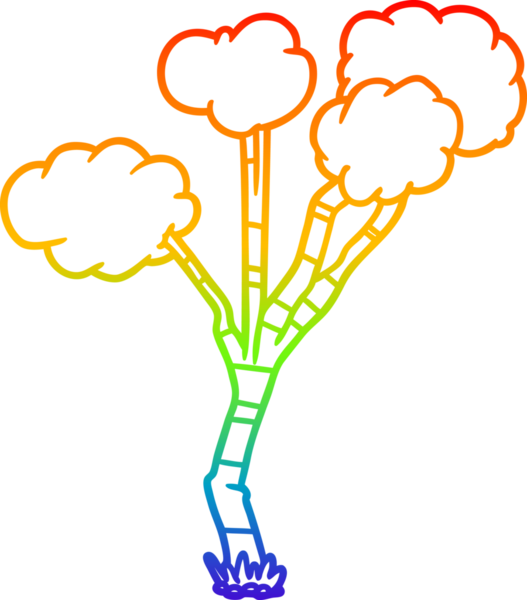 gökkuşağı gradyan çizgi çizimi bir insan tarafından çizilmiş seyrek ağaç