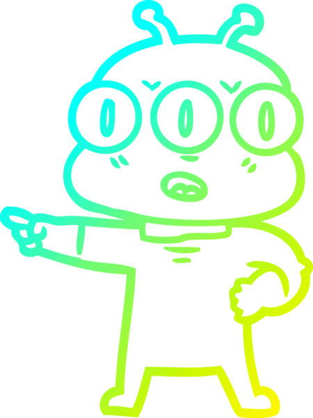 Bir insan tarafından çizilmiş üç gözlü bir karikatür çizimi.