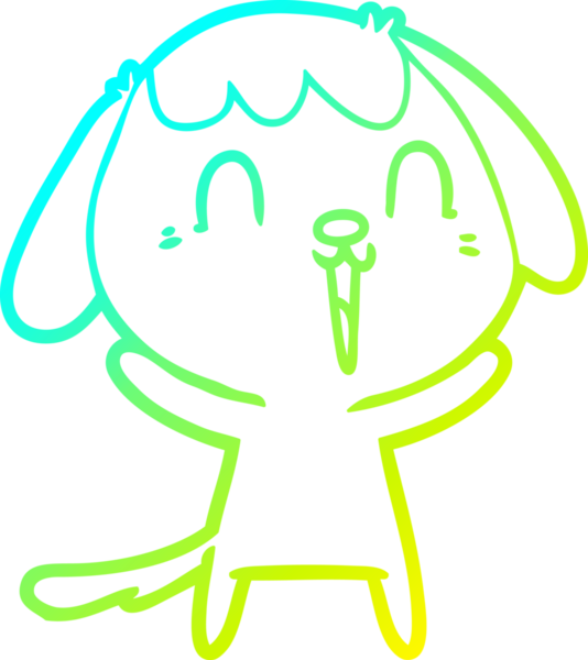 Bir insan tarafından çizilmiş şirin bir çizgi köpeğin soğuk gradyan çizgisi.