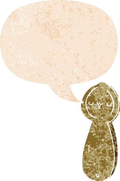 grunge ile konuşma balonu ile çizgi film kaşık bir insan tarafından çizilmiş sıkıntılı retro desen