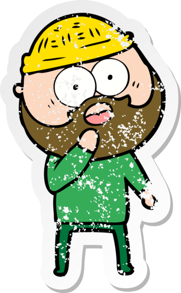 Bir insan tarafından çizilmiş sakallı bir adamın sıkıntılı çıkartması.