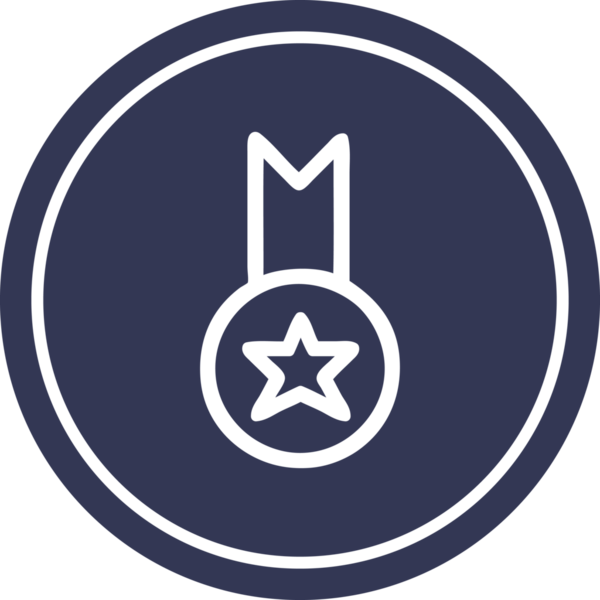 Bir insan tarafından çizilen madalya ödülü dairesel simgesi