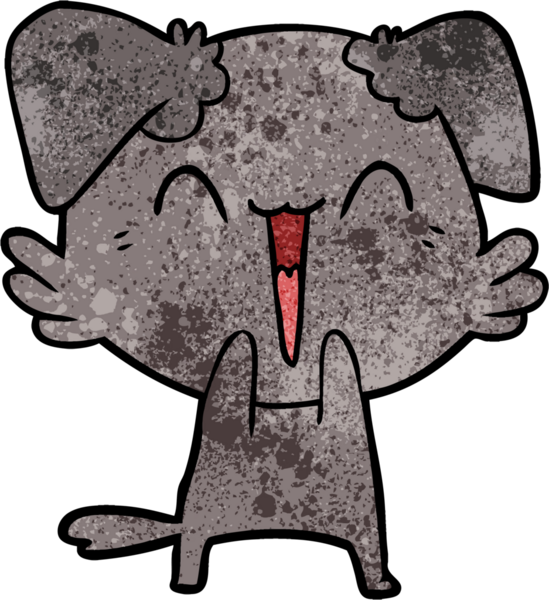 Bir insan tarafından çizilmiş küçük mutlu köpek çizgi filmi.