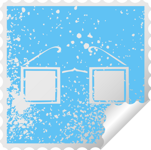 Bir insan tarafından çizilmiş kare bir gözlüğün kare soyulmuş çıkartması.