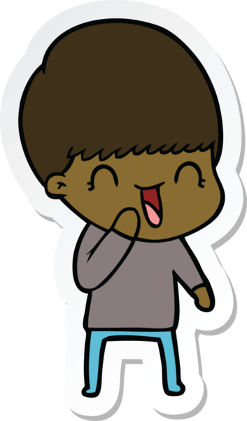 Bir insan tarafından çizilmiş mutlu bir çizgi film çocuğunun çıkartması.