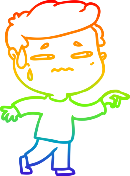 Gökkuşağı gradyan çizgi çizimi bir insan tarafından çizilmiş endişeli bir adamın çizimi