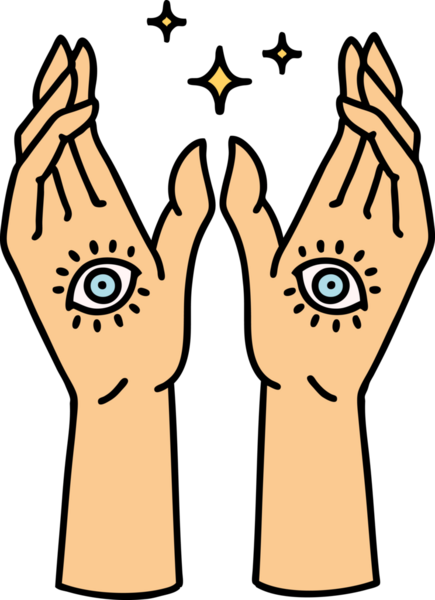 Bir insan tarafından çizilmiş geleneksel mistik el dövmesi.