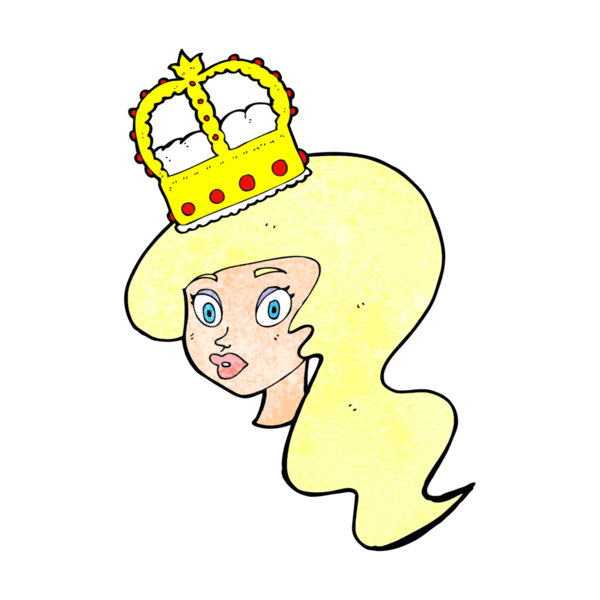 Bir insan tarafından çizilmiş taç giyen bir çizgi film karakteri.