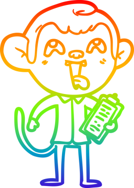 gökkuşağı gradyan çizimi çılgın bir çizgi film maymunu ve bir insan tarafından çizilmiş pano