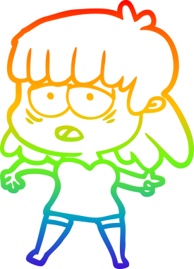 gökkuşağı gradyan çizgi çizimi bir insan tarafından çizilmiş yorgun bir kadın