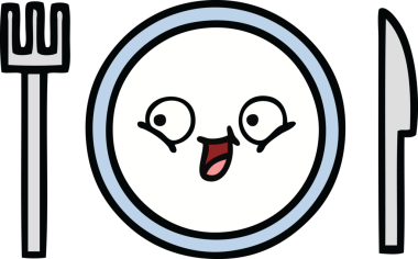 Bir insan tarafından çizilmiş yemek tabağı karikatürü.