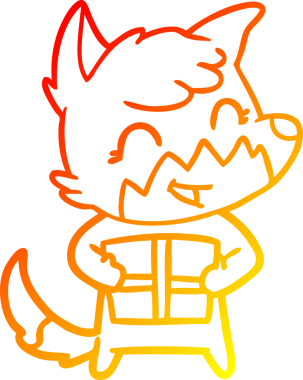 Bir insan tarafından çizilmiş mutlu bir tilkinin sıcak çizgi çizimi