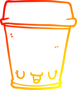 Bir insan tarafından çizilmiş bir kahve fincanının sıcak çizgi çizimi