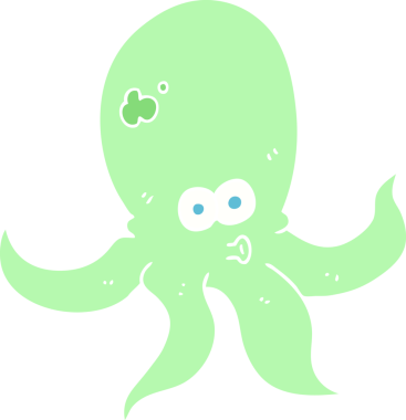 Bir insan tarafından çizilmiş ahtapotun düz renk çizimi