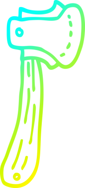 Bir insan tarafından çizilmiş uzun bir baltanın soğuk eğimli çizgisi.