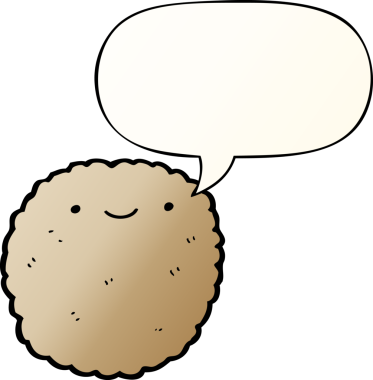 bir insan tarafından çizilmiş düzgün eğimli konuşma baloncuklu çizgi film bisküvisi