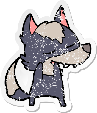 Bir insan tarafından çizilmiş bir karikatür kurdunun sıkıntılı çıkartması.