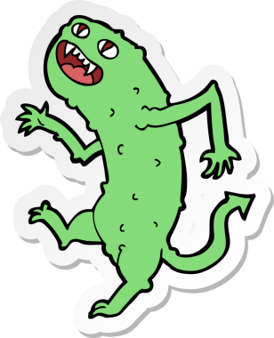 Bir insan tarafından çizilmiş karikatür canavarının çıkartması.