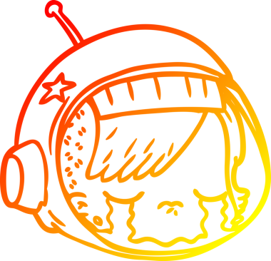 Bir astronot çizgi filminin sıcak çizgi çizimi bir insan tarafından çizilmiş.