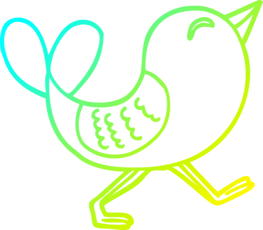 Bir insan tarafından çizilen mavi kuşun soğuk gradyan çizgisi.