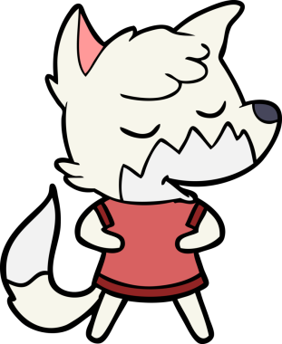 Bir insan tarafından çizilmiş dost canlısı çizgi film tilkisi