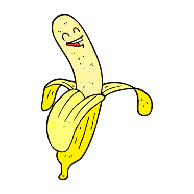 Bir insan tarafından çizilmiş karikatür muz.