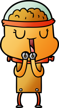 Bir insan tarafından çizilmiş mutlu çizgi film robotu