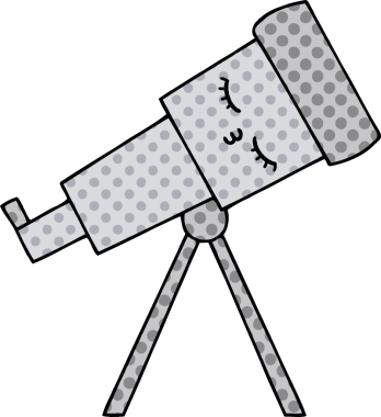 Bir insan tarafından çizilmiş bir teleskop çizgi filmi.