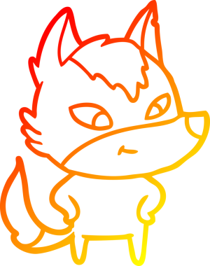 Bir insan tarafından çizilmiş dost canlısı bir kurt çizgi çizimi.