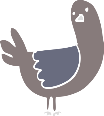 Bir insan tarafından çizilmiş düz renkli çizgi film güvercini