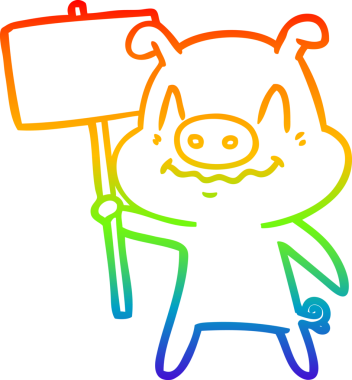 gökkuşağı gradyan çizimi bir insan tarafından çizilmiş sinir çizgi domuz